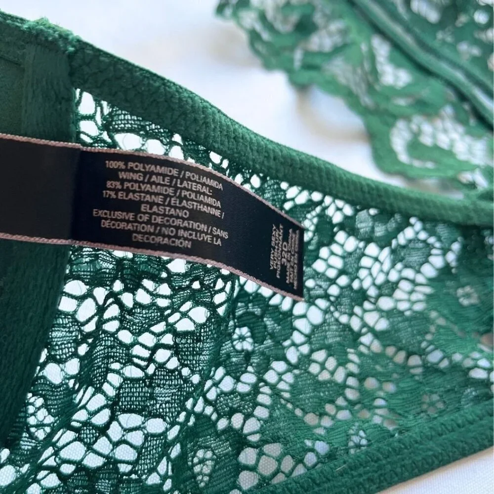 VICTORIA'S SECRET FOREST GREEN VERY SEXY PUSH-UP PIGEONNANT RACERBACK LACE BRA - Picture 10 of 10